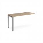 Adapt add on unit single 1400mm x 600mm - silver frame, kendal oak top E146-AB-S-KO