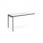 Adapt add on unit single 1400mm x 600mm - silver frame, white top, black edge E146-AB-S-WK