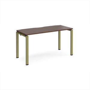 Adapt single desk 1400mm x 600mm - green frame, walnut top E146-GN-W