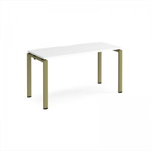 Adapt single desk 1400mm x 600mm - green frame, white top E146-GN-WH