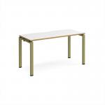 Adapt single desk 1400mm x 600mm - green frame, white top, oak edge E146-GN-WO