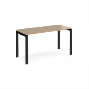 Adapt single desk 1400mm x 600mm - black frame, kendal oak top
