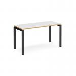 Adapt single desk 1400mm x 600mm - black frame, white top with oak edging E146-K-WO