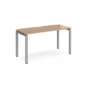 Adapt single desk 1400mm x 600mm - silver frame, beech top E146-S-B