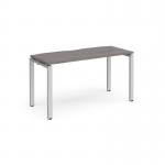 Adapt starter unit single 1400mm x 600mm - silver frame, grey oak top E146-SB-S-GO