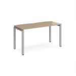 Adapt single desk 1400mm x 600mm - silver frame, kendal oak top E146-S-KO