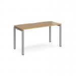 Adapt single desk 1400mm x 600mm - silver frame, oak top E146-S-O