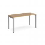 Adapt single desk 1400mm x 600mm - silver frame and oak top