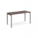 Adapt single desk 1400mm x 600mm - silver frame and walnut top