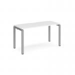 Adapt single desk 1400mm x 600mm - silver frame, white top E146-S-WH