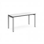 Adapt single desk 1400mm x 600mm - silver frame, white top, black edge E146-S-WK