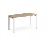 Adapt single desk 1400mm x 600mm - white frame, kendal oak top E146-WH-KO