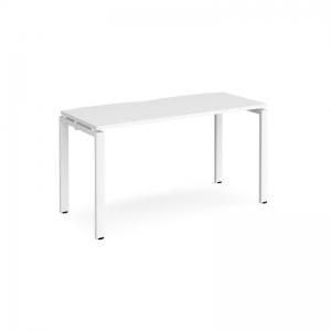 Adapt single desk 1400mm x 600mm - white frame, white top E146-WH-WH