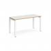 Adapt single desk 1400mm x 600mm - white frame, white top with oak edging E146-WH-WO