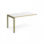 Adapt add on unit single 1400mm x 800mm - green frame, white top, oak edge E148-AB-GN-WO