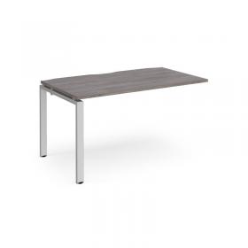 Adapt add on unit single 1400mm x 800mm - silver frame, grey oak top E148-AB-S-GO