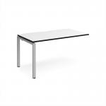 Adapt add on unit single 1400mm x 800mm - silver frame, white top, black edge E148-AB-S-WK