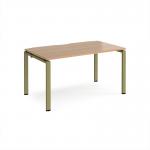 Adapt single desk 1400mm x 800mm - green frame, beech top E148-GN-B