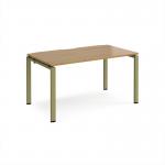 Adapt single desk 1400mm x 800mm - green frame, oak top E148-GN-O