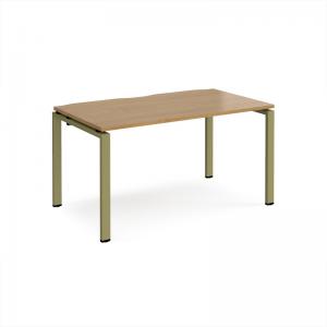 Adapt single desk 1400mm x 800mm - green frame, oak top E148-GN-O