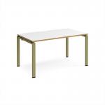 Adapt single desk 1400mm x 800mm - green frame, white top, oak edge E148-GN-WO