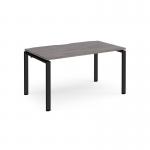 Adapt single desk 1400mm x 800mm - black frame, grey oak top E148-K-GO