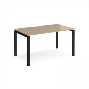 Adapt single desk 1400mm x 800mm - black frame, kendal oak top