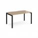 Adapt single desk 1400mm x 800mm - black frame, kendal oak top E148-K-KO