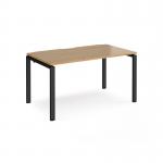 Adapt single desk 1400mm x 800mm - black frame, oak top E148-K-O