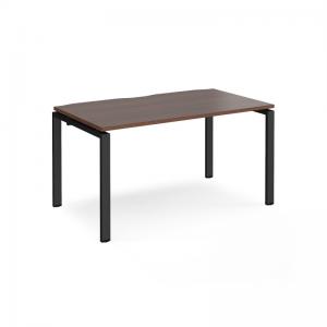 Adapt single desk 1400mm x 800mm - black frame, walnut top E148-K-W