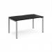 Adapt single desk 1400mm x 800mm - silver frame, black top E148-S-BK