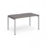 Adapt single desk 1400mm x 800mm - silver frame, grey oak top E148-S-GO