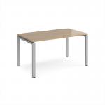 Adapt single desk 1400mm x 800mm - silver frame, kendal oak top E148-S-KO