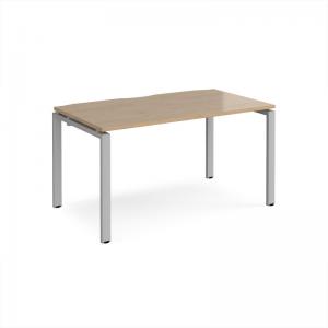 Adapt single desk 1400mm x 800mm - silver frame, kendal oak top