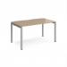 Adapt single desk 1400mm x 800mm - silver frame, kendal oak top E148-S-KO