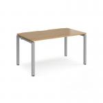 Adapt single desk 1400mm x 800mm - silver frame and oak top