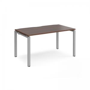 Adapt single desk 1400mm x 800mm - silver frame, walnut top E148-S-W