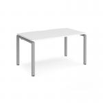 Adapt single desk 1400mm x 800mm - silver frame, white top E148-S-WH