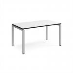 Adapt single desk 1400mm x 800mm - silver frame, white top, black edge E148-S-WK