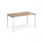 Adapt single desk 1400mm x 800mm - white frame, beech top E148-WH-B