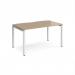 Adapt single desk 1400mm x 800mm - white frame, kendal oak top E148-WH-KO