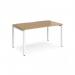 This image shows a single desk from Dams Bench Desking Adapt range. The desk measures 1400mm x 800mm and has a crisp white frame with a sleek oak top. Clean and modern, this desk is perfect for any minimalist workspace.
