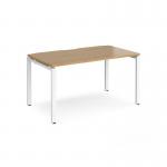 Adapt single desk 1400mm x 800mm - white frame, oak top E148-WH-O