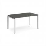 Adapt single desk 1400mm x 800mm - white frame, storm grey top E148-WH-OG