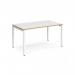 Adapt single desk 1400mm x 800mm - white frame, white top with oak edging E148-WH-WO