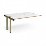 Adapt add on unit single 1600mm x 1200mm - green frame, white top, oak edge E1612-AB-GN-WO
