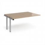 Adapt add on unit single 1600mm x 1200mm - silver frame, kendal oak top E1612-AB-S-KO