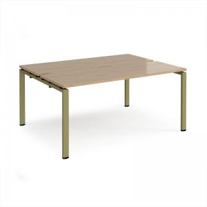 Adapt back to back desks 1600mm x 1200mm - green frame, kendal oak top