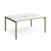 Adapt back to back desks 1600mm x 1200mm - green frame, white top, oak edge E1612-GN-WO