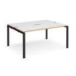 Adapt back to back desks 1600mm x 1200mm - black frame, white top with oak edging E1612-K-WO